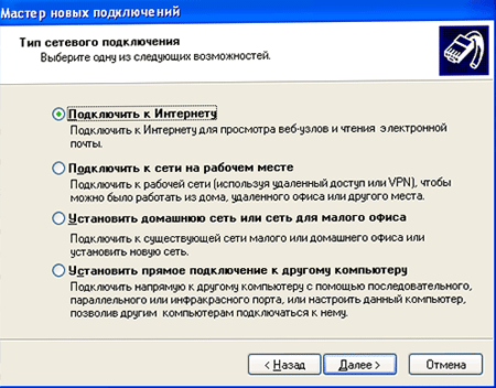 Настройка интернет соединения в Windows XP