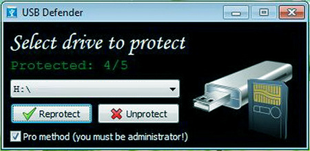 защита флешки от autorun.inf вируса с помощью программы USBDefender